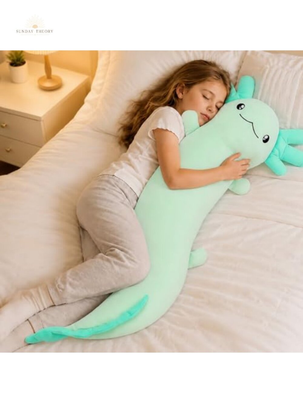 Axolotl Plush Body Pillow 48-inch Glow in Dark Stuffed Animal Teen Girls Gift